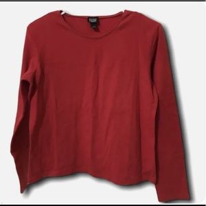 Eileen Fisher Red Long Sleeve Round Neck Top S